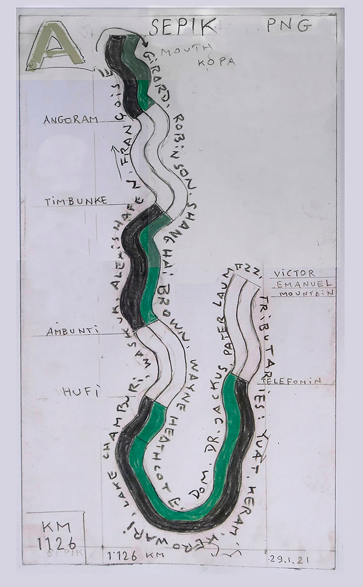 Disegno Wirz fiume Sepik